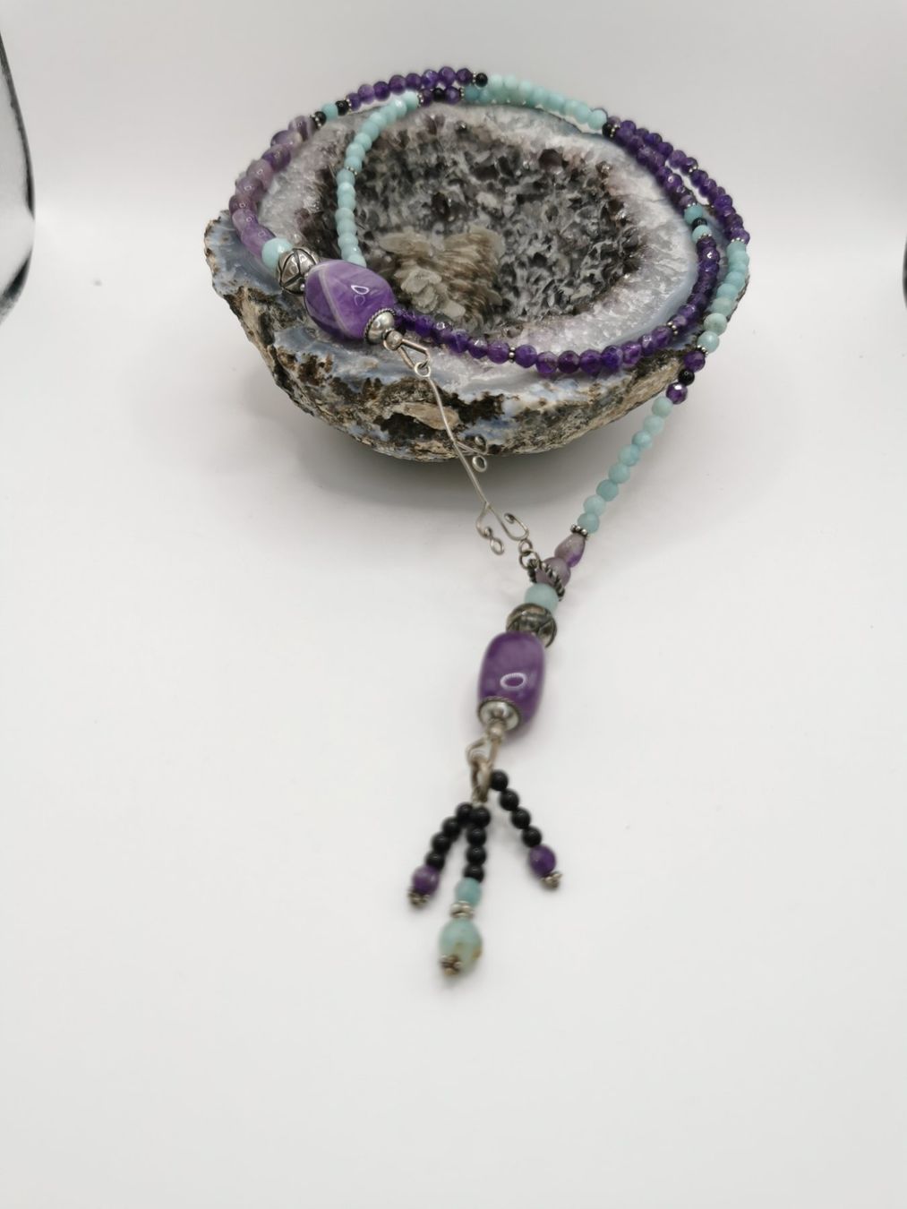 Ketten: Amazonit, Amethyst, Onyx, Silber Halskette, Boho Stil, Neu! – Neu und originalverpackt aus Oberglatt ZH von JulFul 1