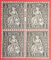 3237) 29, Sitzende Helvetia im 4-Block postfrisch