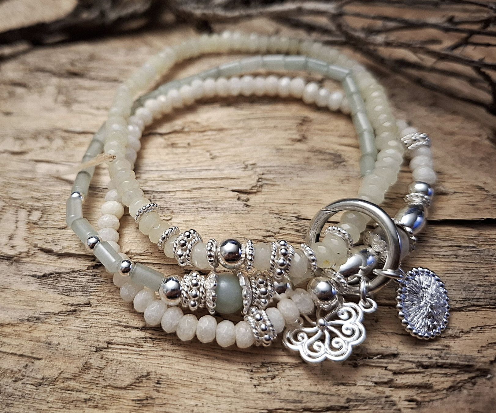 Bracciali & Braccialetti: ELENA Jadearmband - Sterling Silber - hellgrün – Nuovo e nell'imballaggio originale da Mühlethal venduto da nicita-modeschmuck