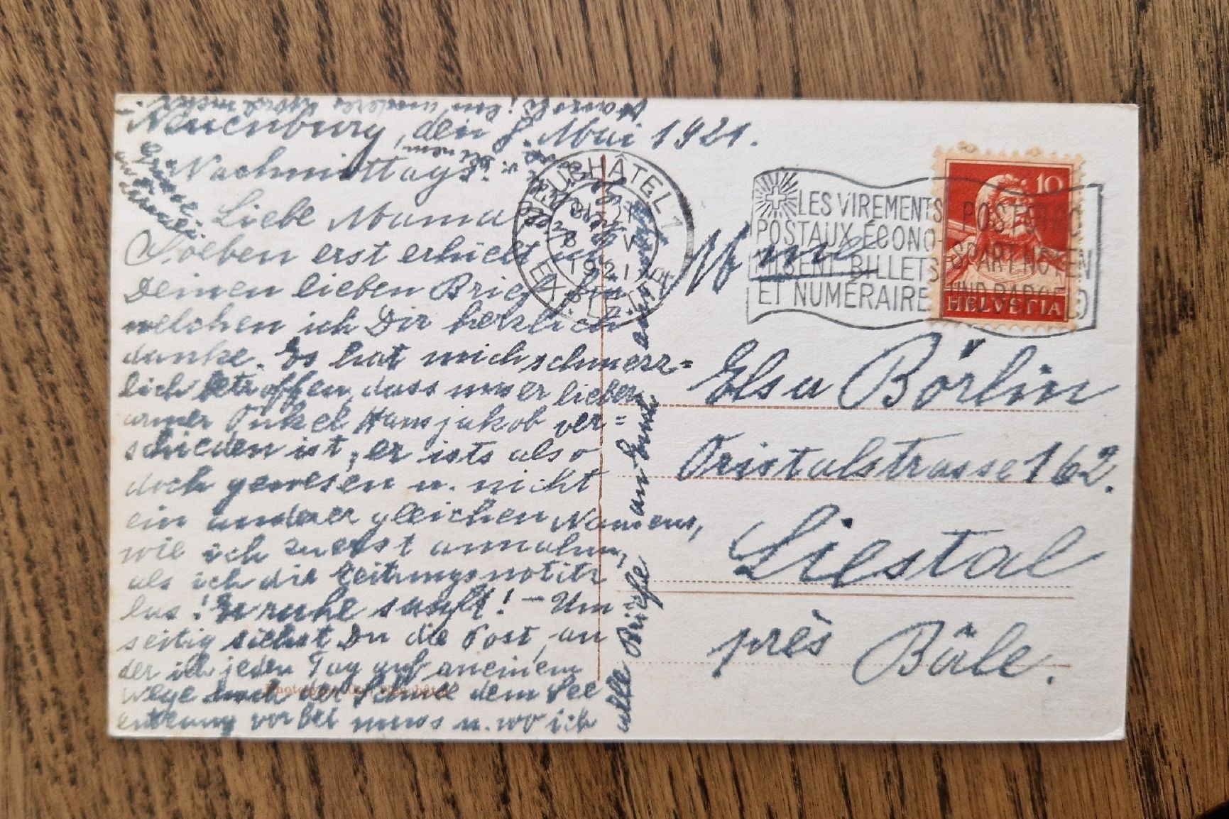 Cartoline postali: Neuchâtel 1921 – Usato da Ebikon venduto da Donar50 1