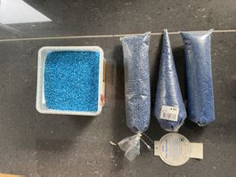 Deko Quarzsand blau verschiedene Gebinde gebraucht