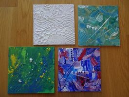 Acryl-Bilder 4 Stück. Unikate, handbemalt. Preis für alle