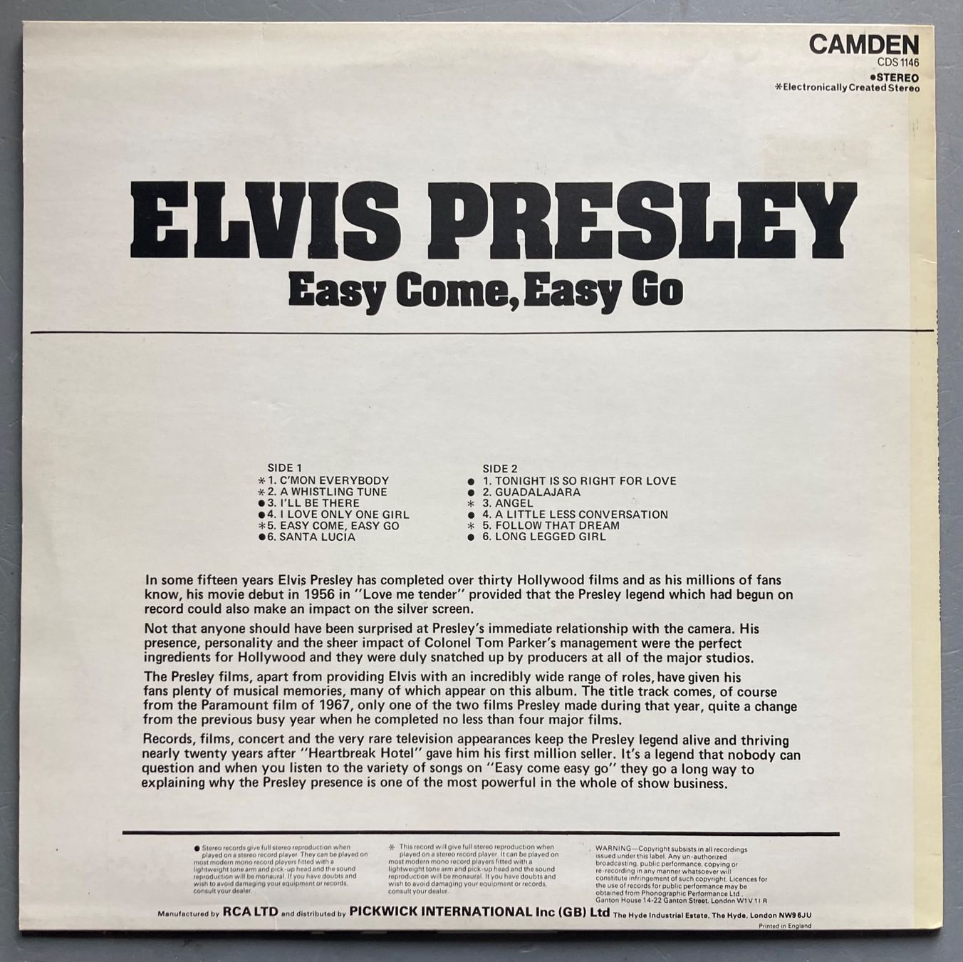 Dischi in vinile: ELVIS PRESLEY - EASY COME, EASY GO – Usato da Poliez-Pittet venduto da Newtown-Records 1