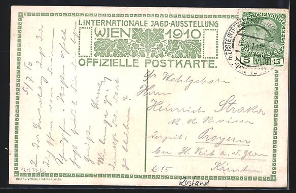 Cartoline postali: H. Kalmsteiner: Wien, Int. Jagdausstellu – Usato da Berlin venduto da bartko-reher 1