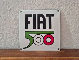 Emailschild Fiat 500 Service Werkstatt Garage Emaille Schild