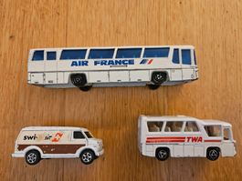 3x Air France, Swissair, TWA : Majorette, Corgi / Vintage