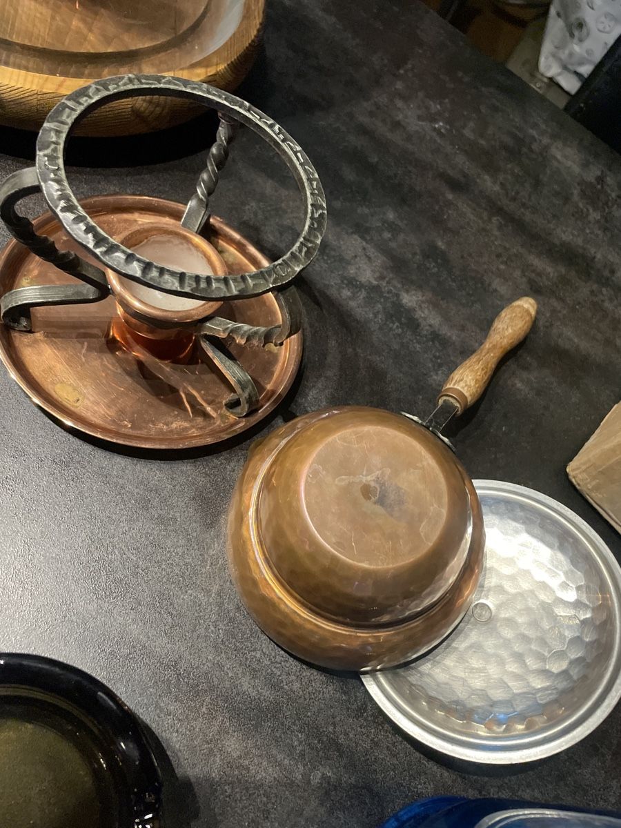 Pentole: Petit Caquelon et Réchaud en Cuivre – Usato da Vallamand venduto da Bricbracbroc82 8