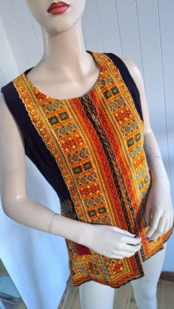 ECLAIR Tapestry Gilet Weste Gobelin M 38 Samt 60s Vintage