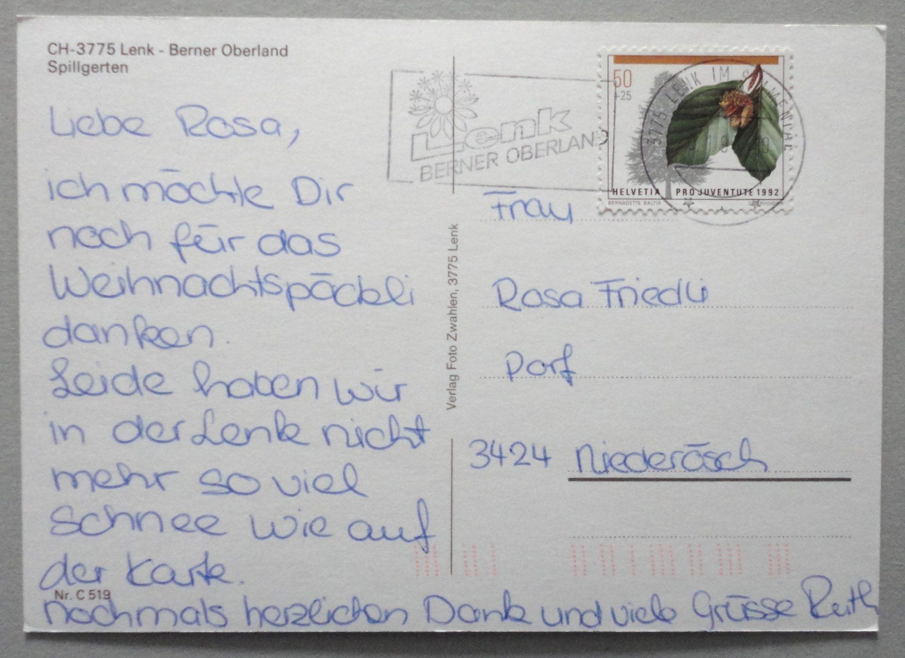 Cartoline postali: Lenk - Berner Oberland - Spillgerten – Difettoso da Fétigny venduto da Billy2miny 1