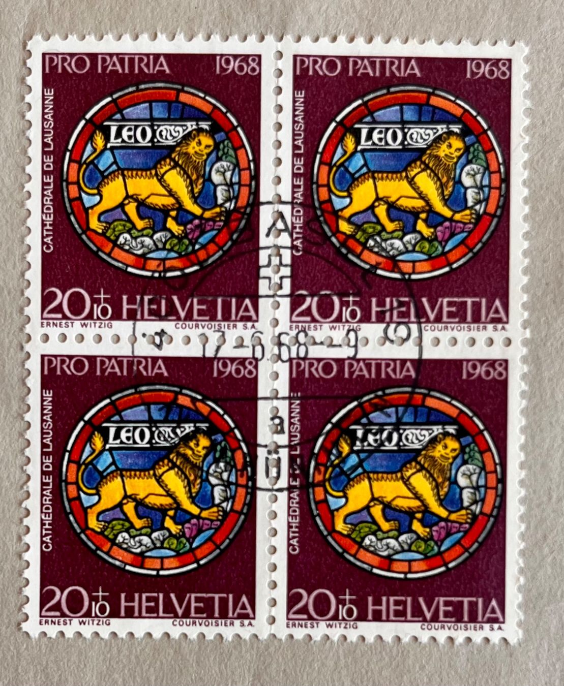 Alle Briefmarken: Pro Patria 1968 4x Viererblock gestempelt – Gebraucht aus Basel von so1_nf6l 3