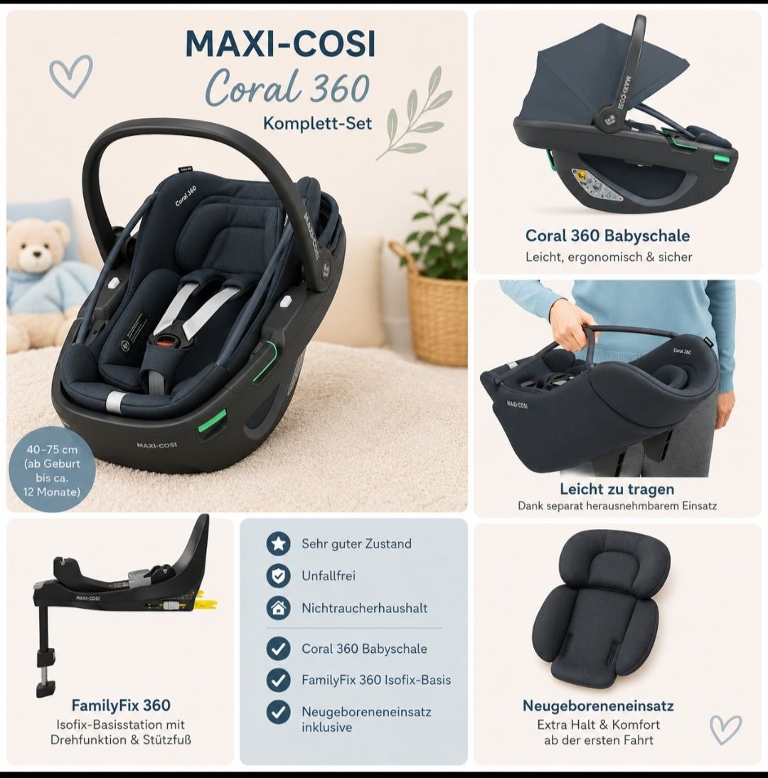 Maxi-Cosi Seggiolini per auto: Maxi Cosi Coral 360 Komplett Set – Usato da Sargans venduto da KarinAck
