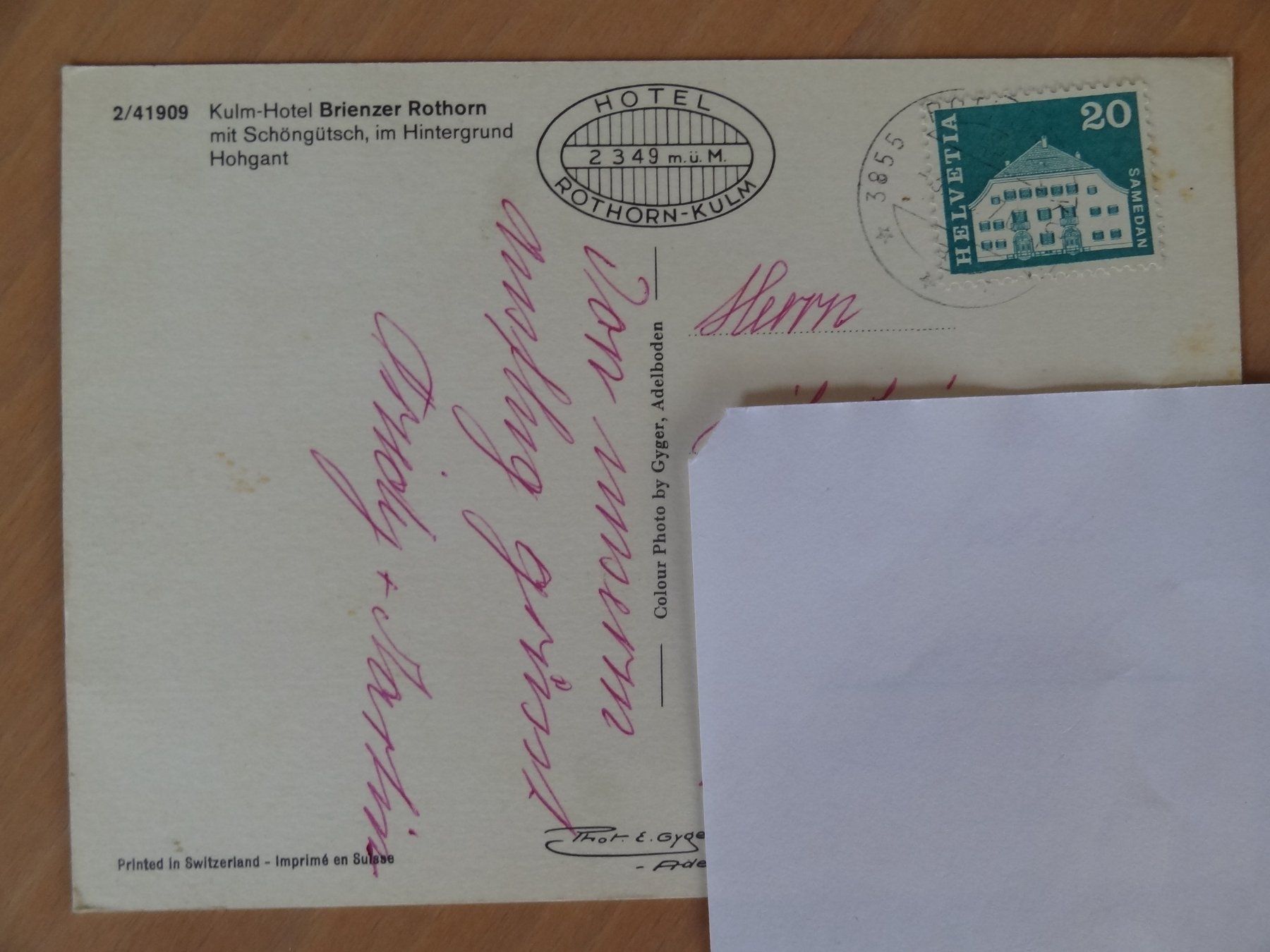 Cartoline postali: Brienz - Rothorn Kulm-Hotel, 1970 – Usato da St Léonard venduto da Riglin 1
