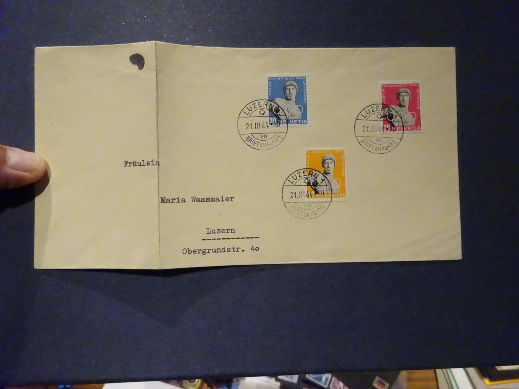 Tutti i francobolli: 1944 Z-Nr. 259-261 FDC – Usato da Appenzell-Steinegg venduto da adi1975 1