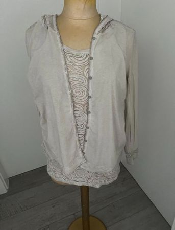 NILE collection Spitzentop mit passender Jacke L Baumwolle