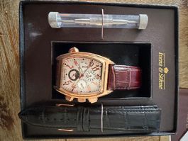 Ivens & Söhne Herren Uhr Armbanduhr Chronograph Leder braun