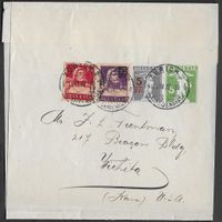 1922 Streifband 5c. Zürich n. USA Zusatzfr. speziell ab 1.-