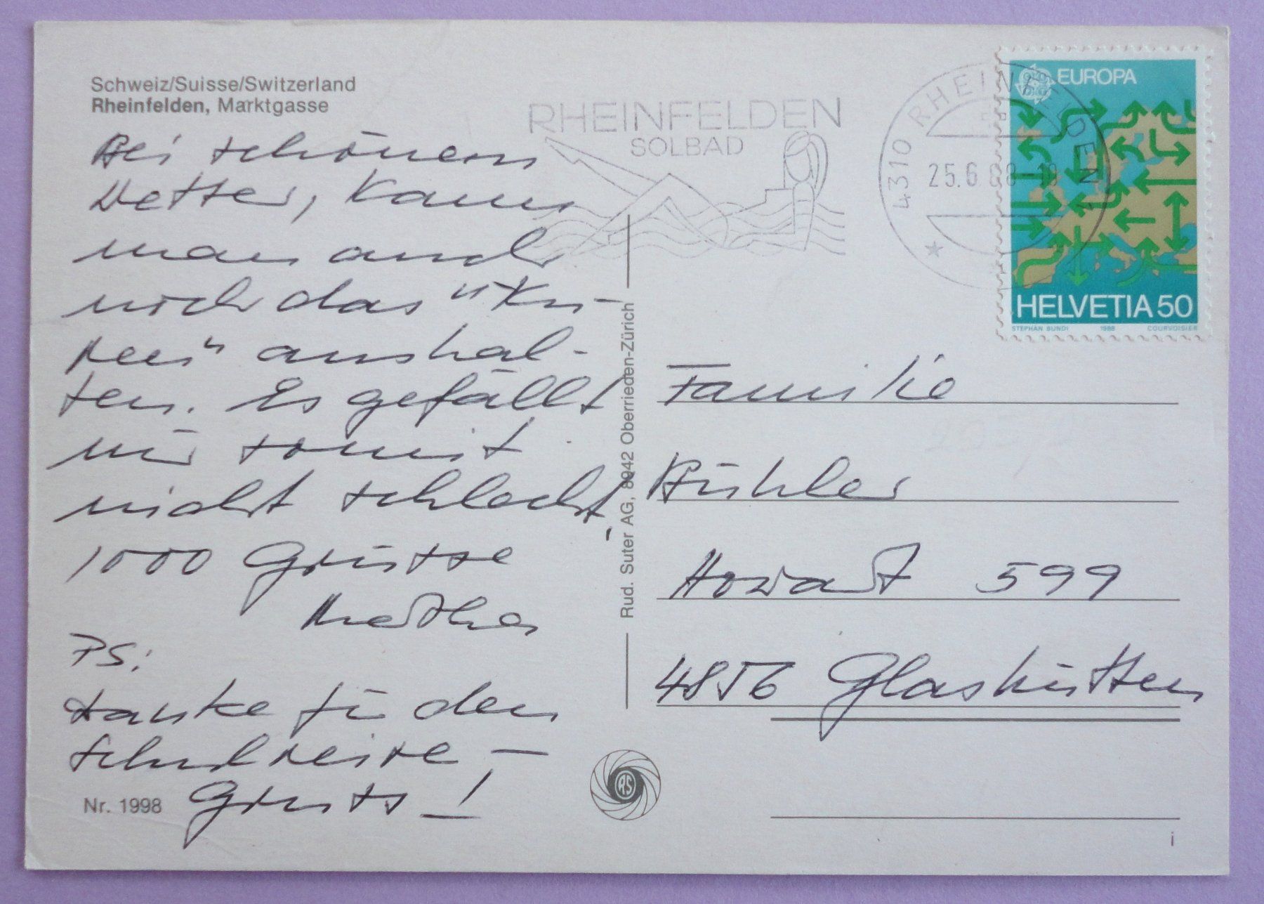 Cartoline postali: Rheinfelden, Marktgasse – Usato da Fétigny venduto da Billy2miny 1