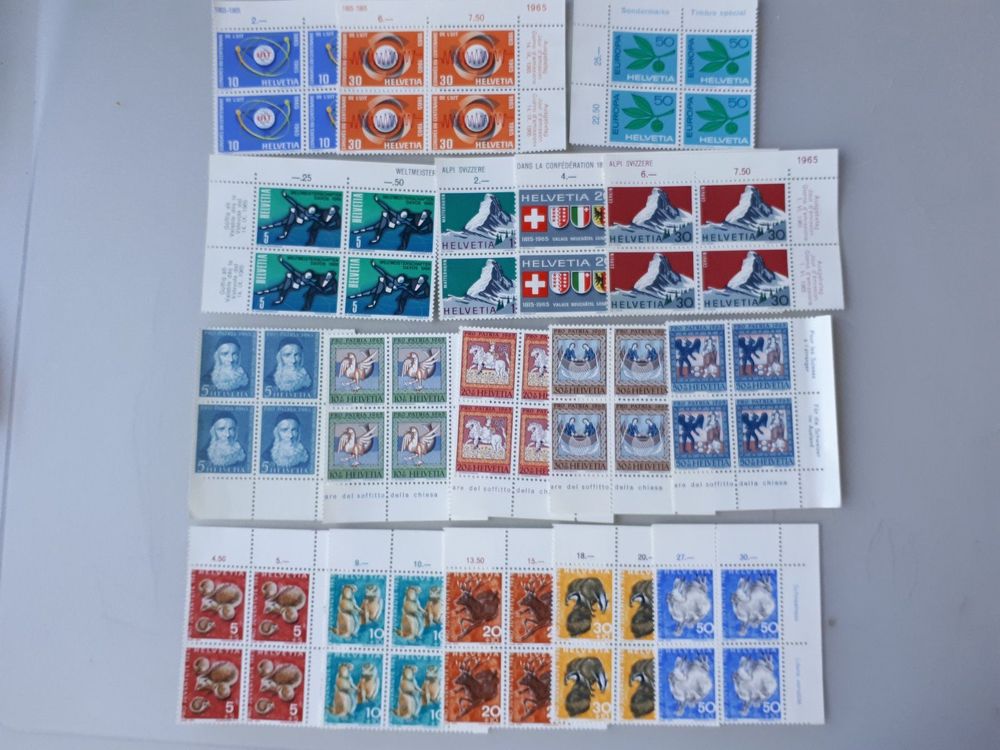 17 Postfrische Viererblocks Helvetia Briefmarken 1965 | Kaufen Auf Ricardo