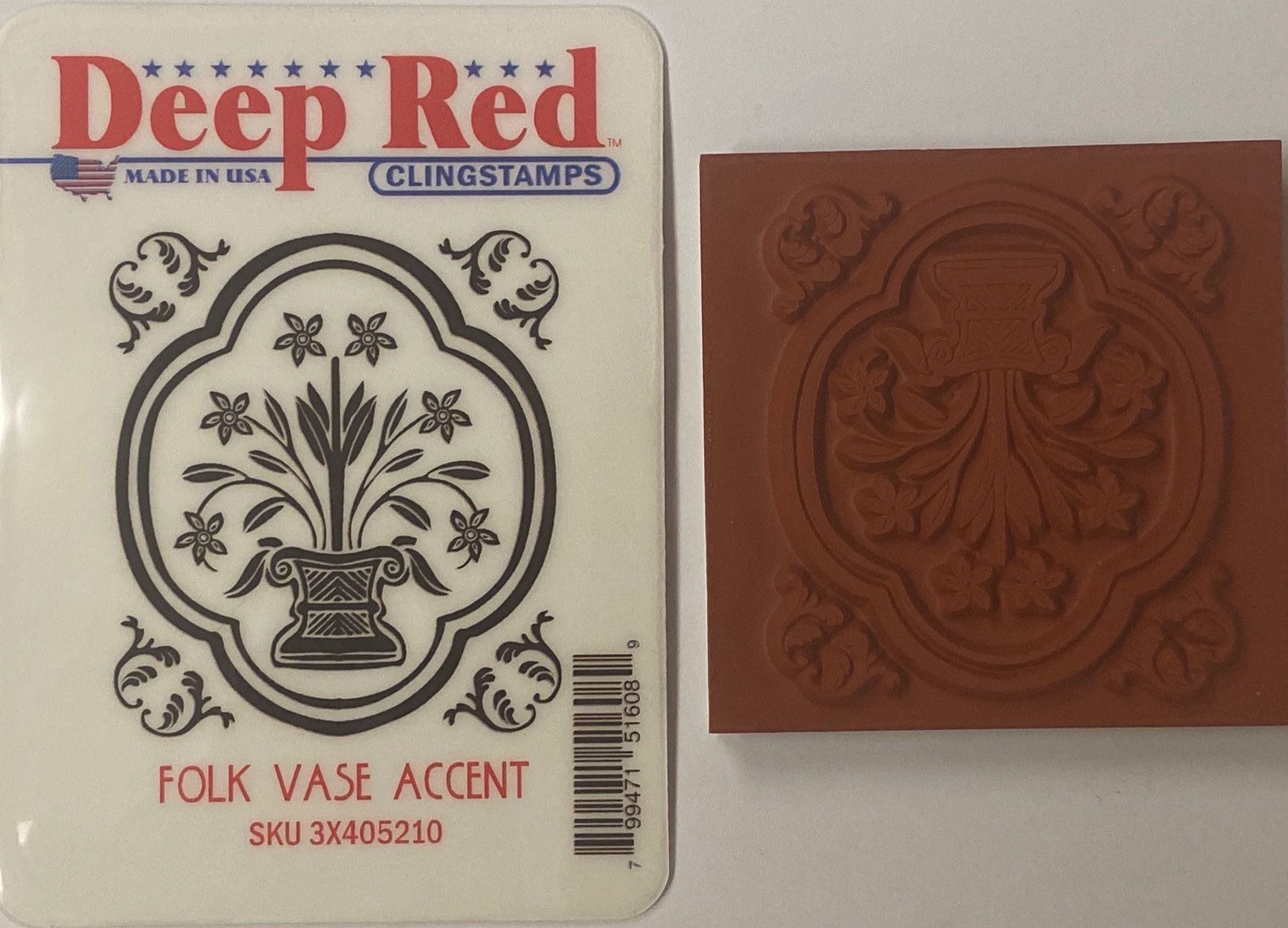 Timbri: Deep Red "Folk Vase Accent" Cling Rubber Stamp – Nuovo e nell'imballaggio originale da Wichtrach venduto da Mona1994 2