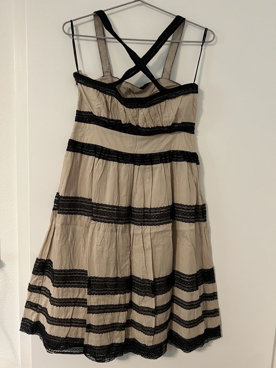 Morgan Vestiti: Morgan Kleid (Beige mit schwarzer Spitze) Gr.M – Usato da Winterthur venduto da mel_wy 2