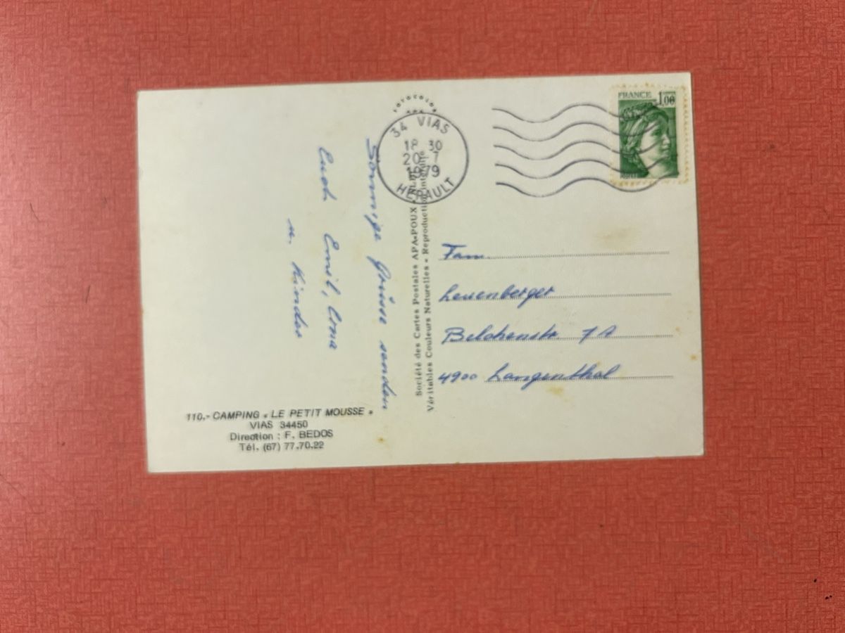 Cartoline postali: Ansichtskarte Frankreich Camping Le Petit Mousse 1979 – Usato da Lanzenhäusern venduto da vic63 1