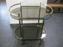 Mid-Century Design-Barwagen, Italien, Rauchglas, Messing