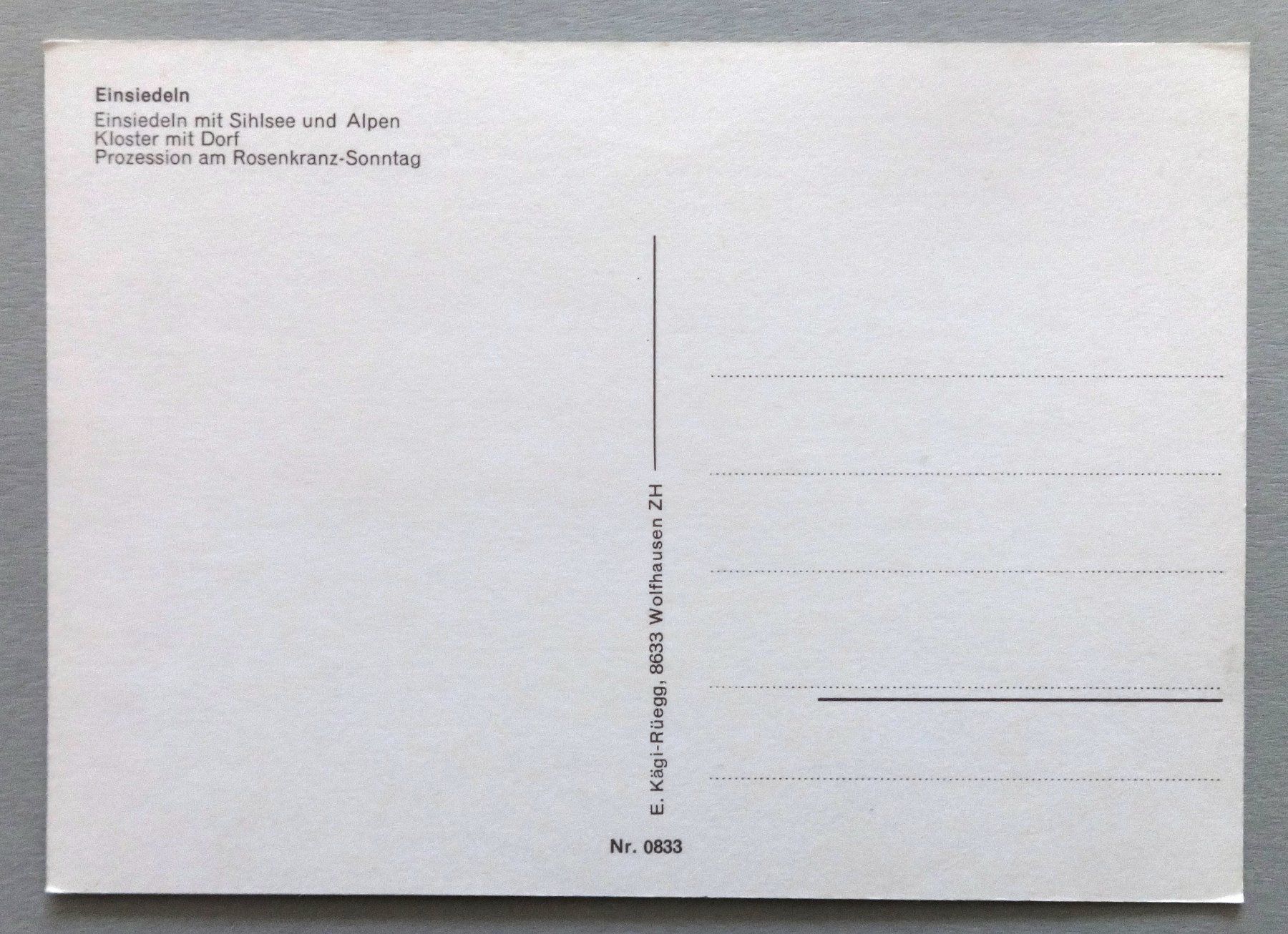 Cartoline postali: Einsiedeln – Usato da Fétigny venduto da Billy2miny 1