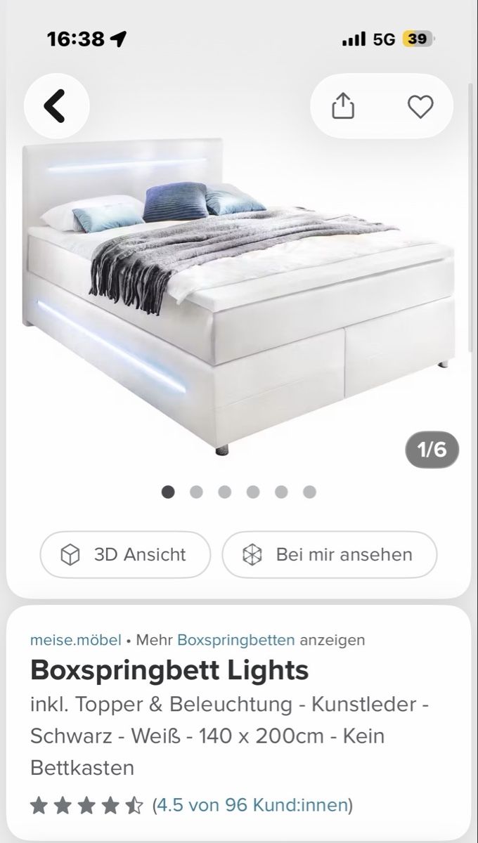 Letti: Boxspringbett Lights – Usato da Geroldswil venduto da Matejatvhx