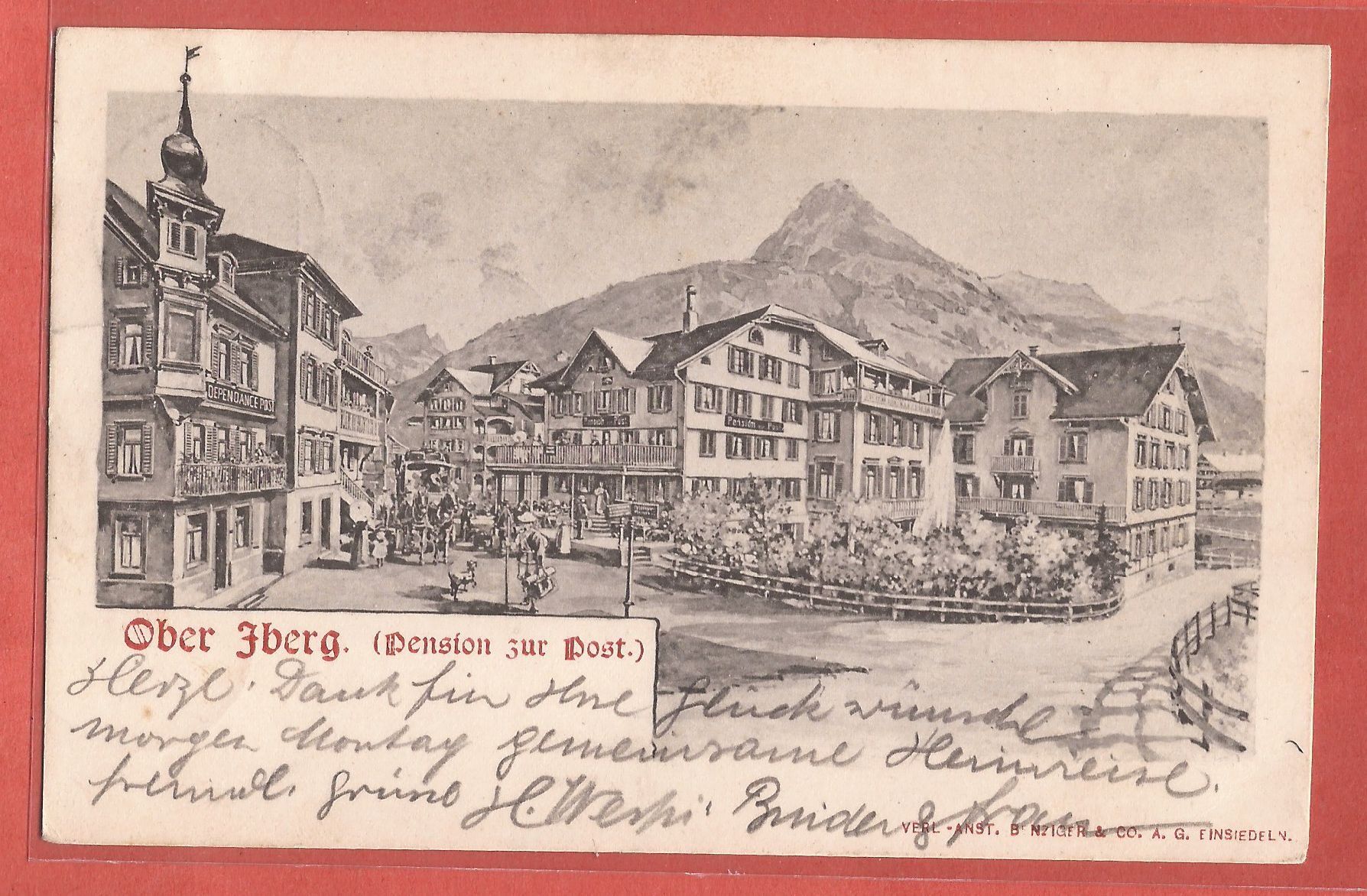 Cartoline postali: Oberiberg - Pension zur Post - 1905 – Usato da Fislisbach venduto da Porano