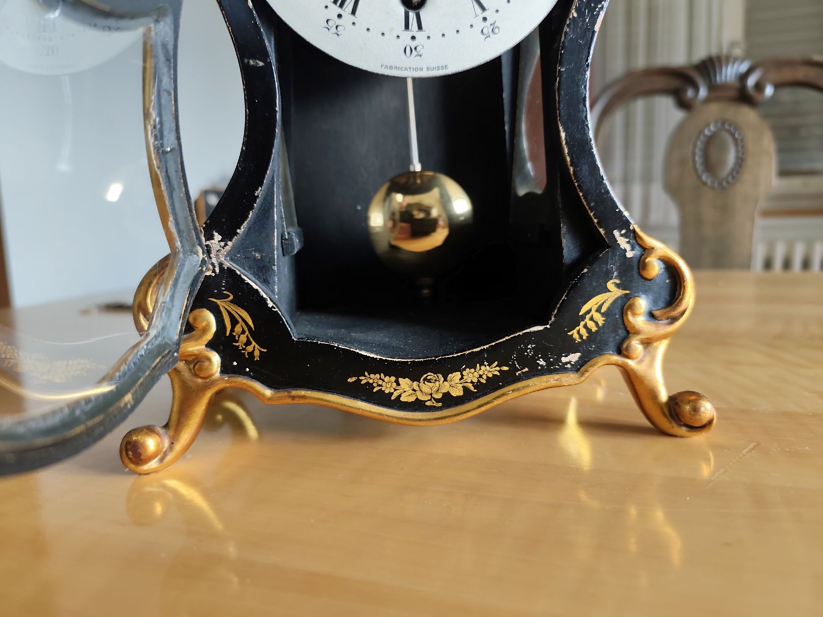 Zenith Orologi da terra & Orologi da parete: Antike Zenith Pendeluhr, Schwarz & Gold – Usato da Küssnacht am Rigi venduto da DB_Shop 1