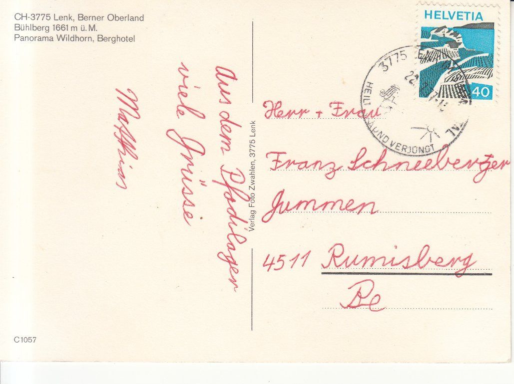 Cartoline postali: Lenk Bühlberg 1977 – Usato da Bürglen TG venduto da StampGraf 1