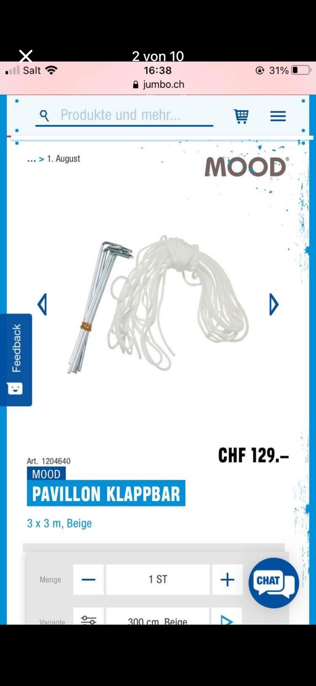 Tende & Padiglioni: Pavillon NEU zu verkaufen – Nuovo (secondo la descrizione) da Effretikon venduto da Pinky3117 4