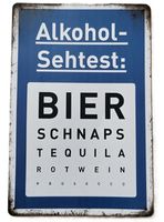 ALKOHOL - SEHTEST  -  Blechschild   (neu, OVP)