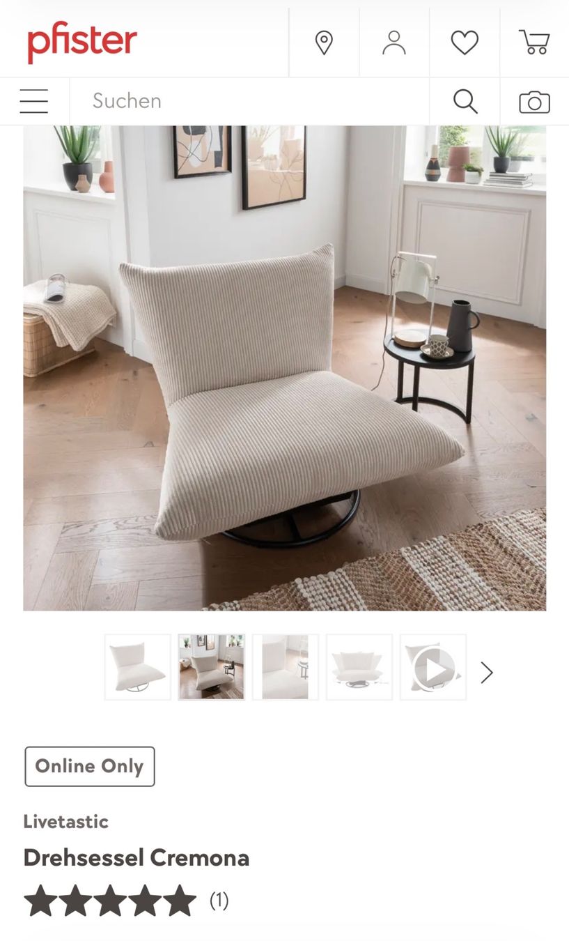 Pfister Poltrone: Drehsessel Livetastic Cremona Cord beige – Nuovo (secondo la descrizione) da Buchrain venduto da Fabs279 1