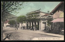 Baden, Hotel Freihof mit Strassenpartie