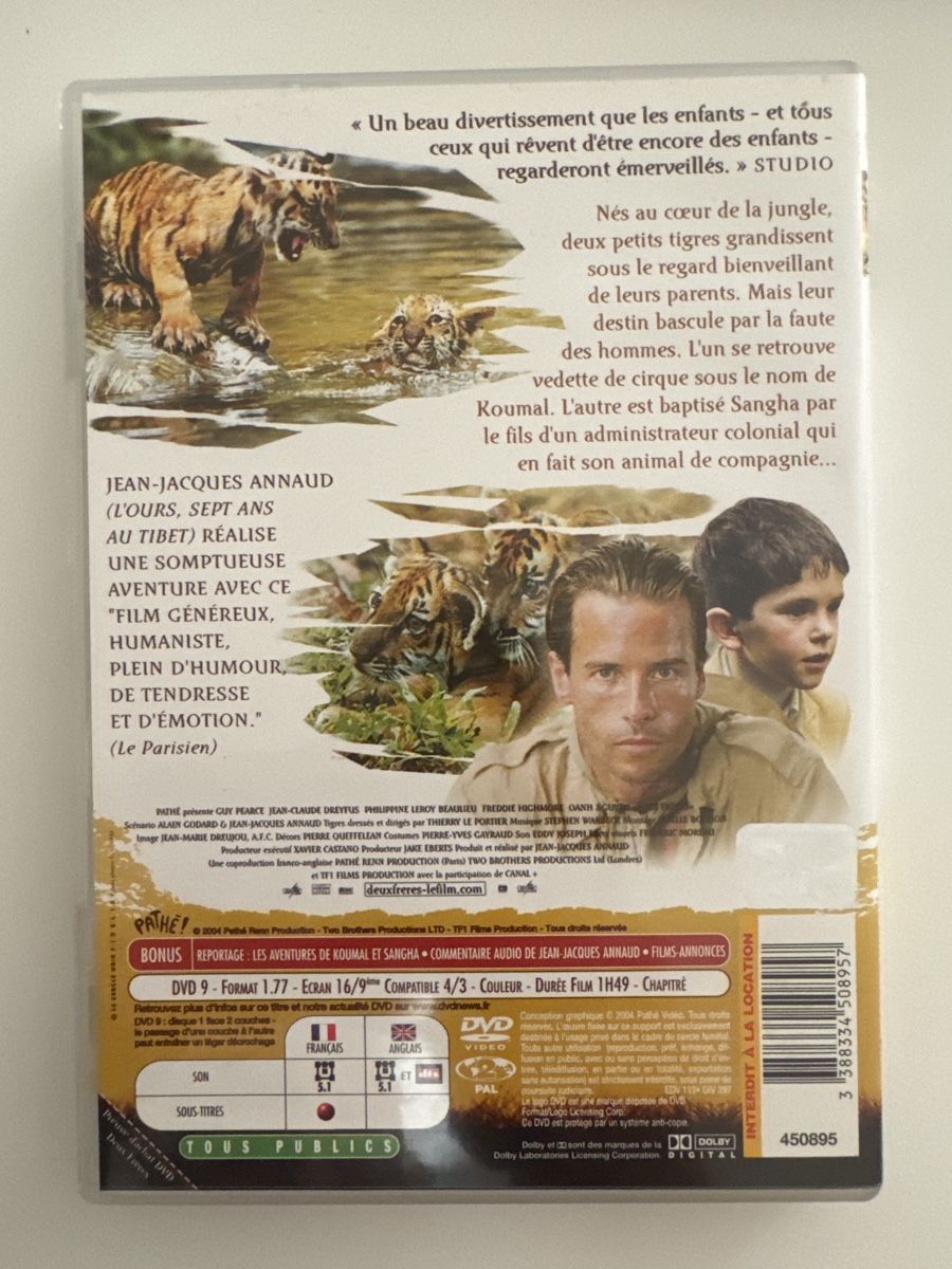 Tutti i DVDs: DVD Deux Frères Jean-Jacques Annaud – Usato da Veyrier venduto da Deniro2 1