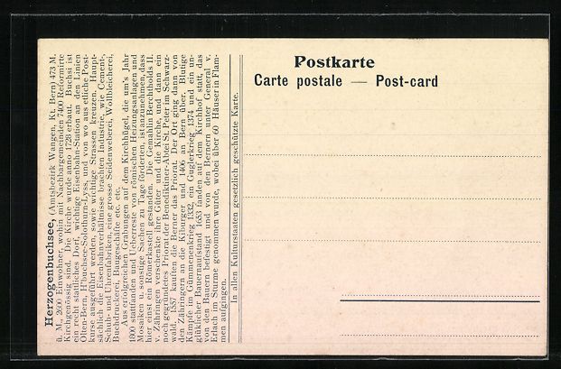 Cartoline postali: Herzogenbuchsee, Ortspanorama mit Kircht – Usato da Berlin venduto da bartko-reher 1