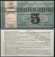 INTERKANTONALE LANDES-LOTTERIE - SPECIMEN 5 Franken 1947 I