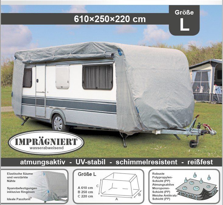 Dethleffs Véhicules de camping: Garden Pleasure Wohnwagen-Abdeckplane L – Neuf avec emballage d'origine à Bottighofen par zaap 1