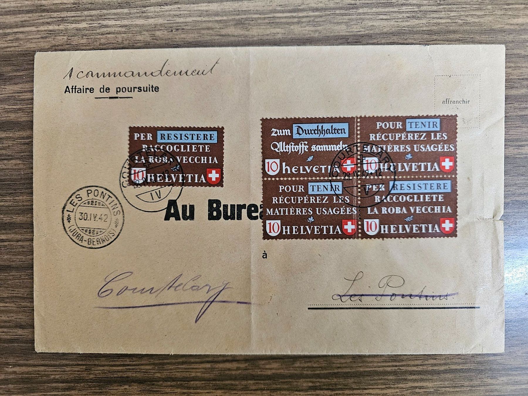 Tutti i francobolli: Altstoff Brief mit Viererblock 1a – Usato da Steffisburg venduto da malurada 3
