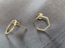 Ohrstecker 6-eckig, vergoldet, fyligran, leicht
