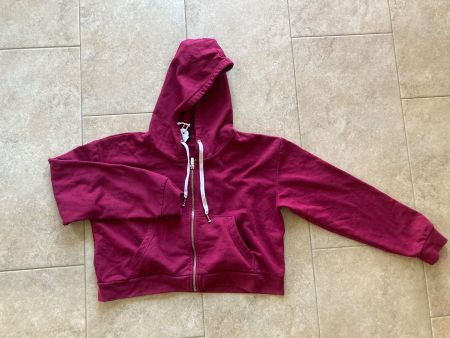 Kurze Kapuzenjacke/ Hoodie mit Reisscerschluss,Weinrot, Gr.L