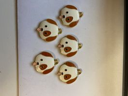 Lot de 5 charms chien kawaii émail doré breloques fête d'été