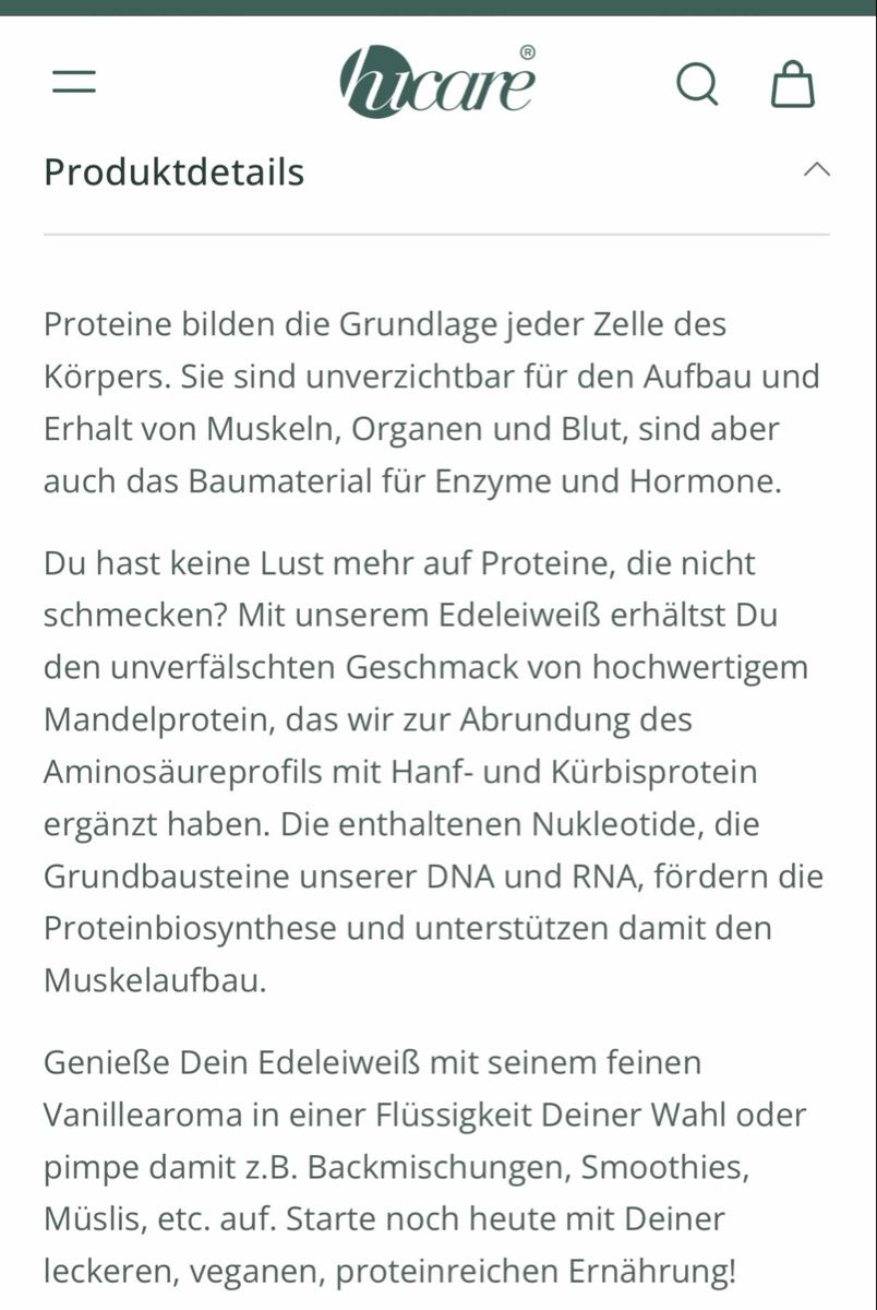 Lebensmittel & Spezialitäten: Proteinpulver Vanilla hucare – Neu und originalverpackt aus Pfaffhausen von Rolinda 4