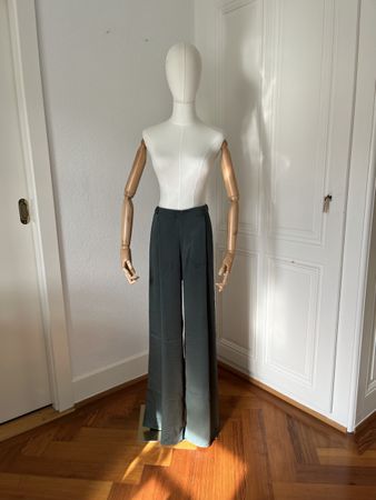 Zara Wide Leg Trousers, green, size S - party Chic!