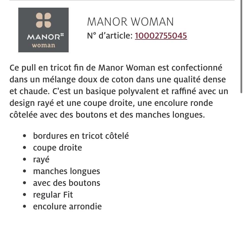 Manor Pullover & Sweatshirts: Pull rayures marin - tricot bleu et blanc - coton - Manor – Gebraucht aus Broc von ffribourg 5