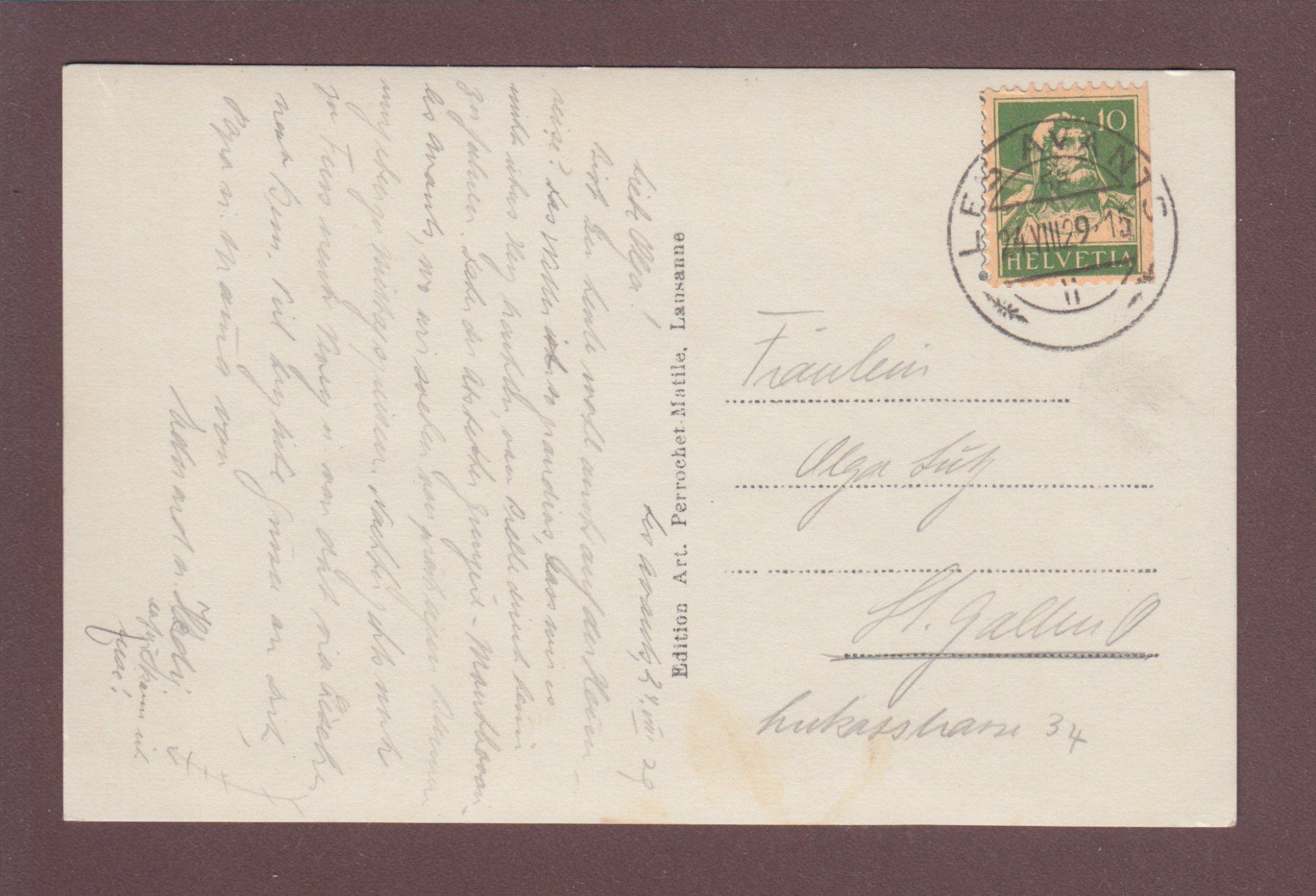 Cartoline postali: Route de CHAMBY aux AVANTS - 1929 – Usato da Pully venduto da nicecards 1