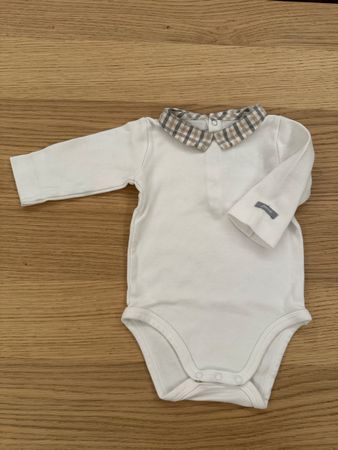 Body langarm Grösse 60cm/3 Monate Jacadi Paris weiss kariert