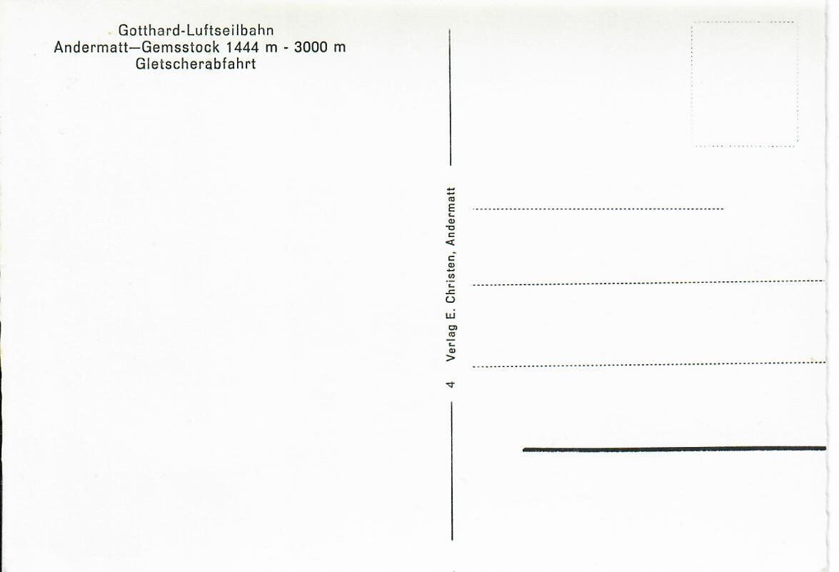 Cartoline postali: Gotthard Luftseilbahn / Andermatt - Gemsstock – Usato da Hochdorf venduto da Ziegel-16 1