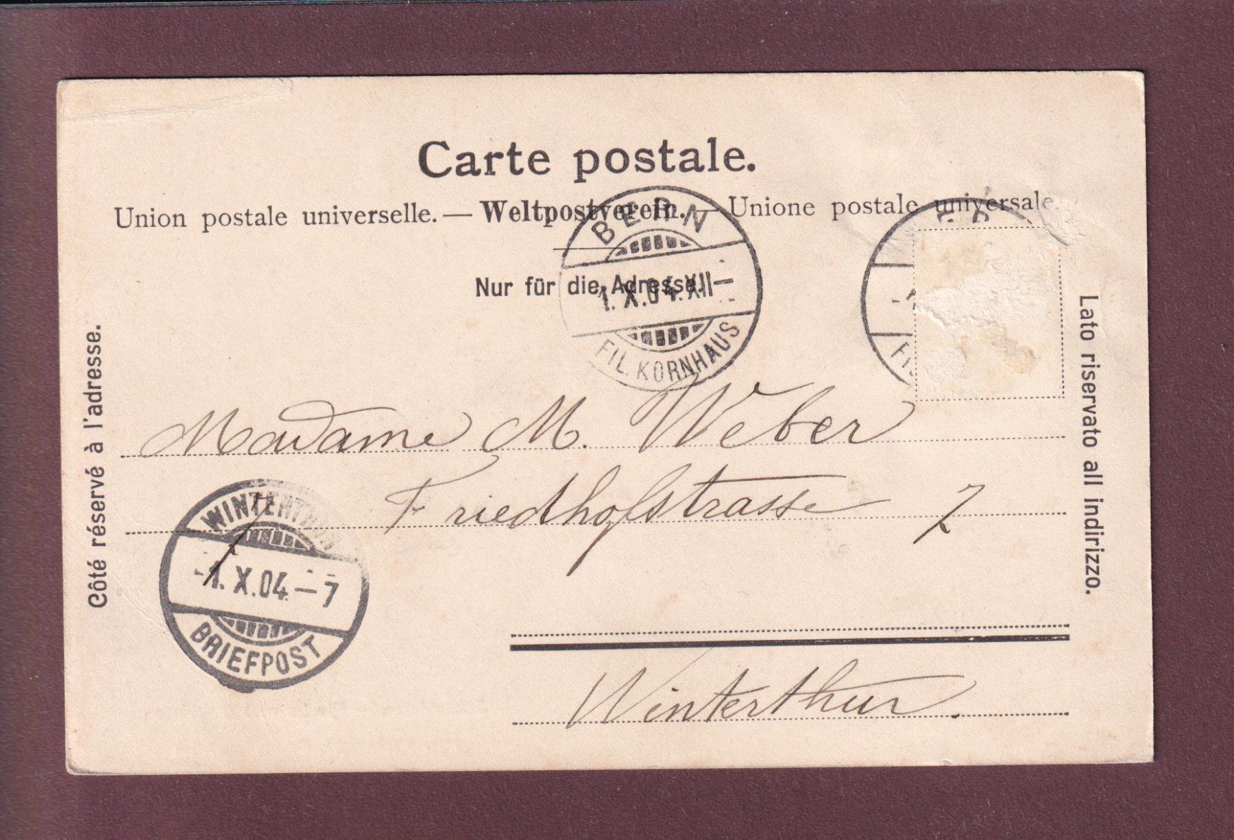 Cartoline postali: SCHERZLIGEN - Kirche - 1904 // Falte // – Usato da Pully venduto da nicecards 1